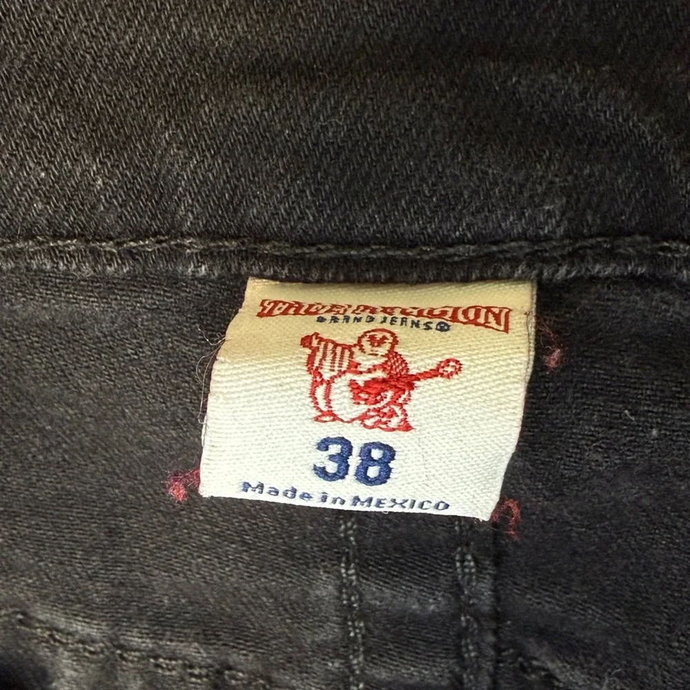 True‎ Religion Mens Slim Moto Zippers Black Biker Jeans MAXH208EL Size 38x33